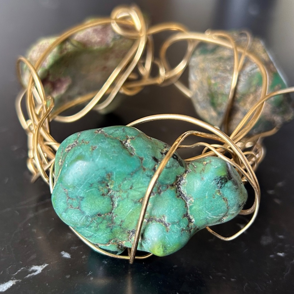Kazuko Oshima Bracelet with Green Tibetan Turquoise - Picture 5 of 9